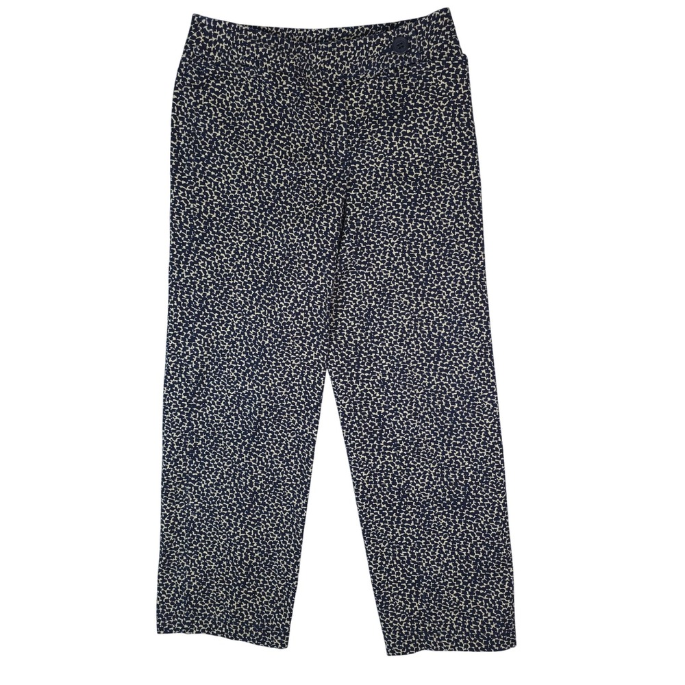 Liz Claiborne Audra Pants Womens 4 Blue Cream Geometric Print Cotton Trousers